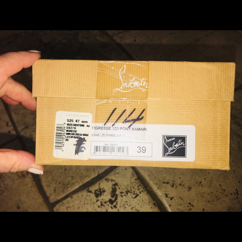 Louboutin leopard calf hair wedge sandals